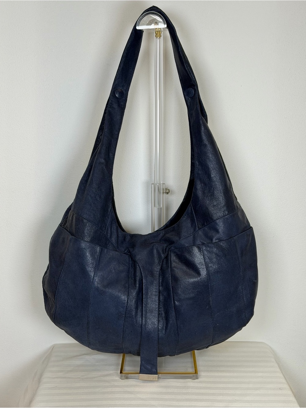 Fendi | Vintage Y2K Leather Slouchy Hobo Bag Soft Suede Lining Rich Blue Hue